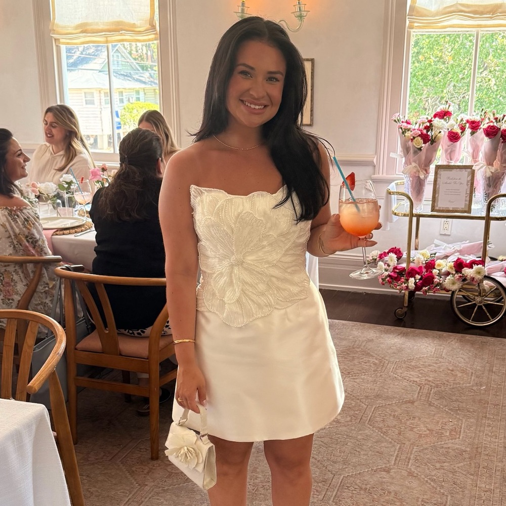 Anthropologie White Floral Embellished Wedding Dress